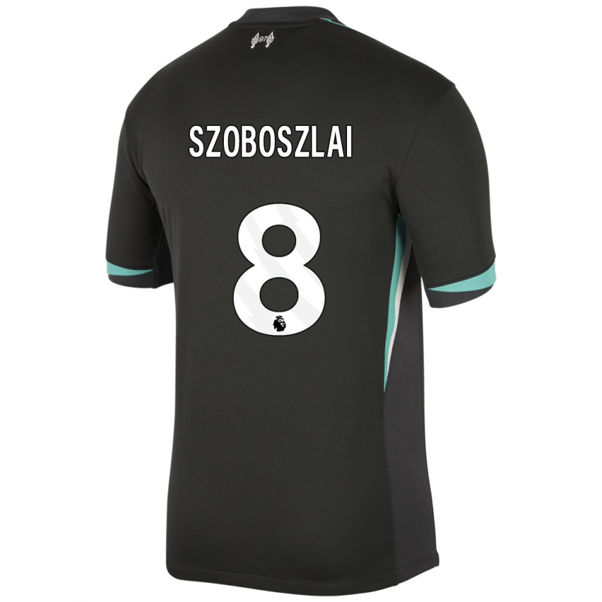 Kinder Dominik Szoboszlai #8 Schwarz Anthrazitweiß Auswärtstrikot Trikot 2024/25 T-Shirt Schweiz