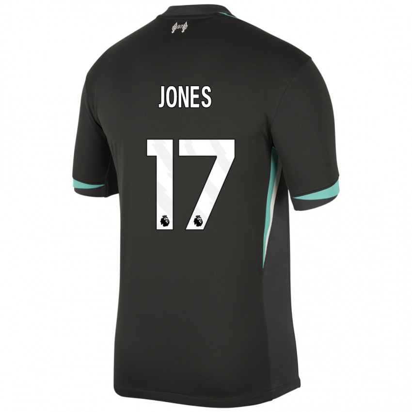 Enfant Maillot Curtis Jones #17 Noir Anthracite Blanc Tenues Extérieur 2024/25 T-Shirt Suisse