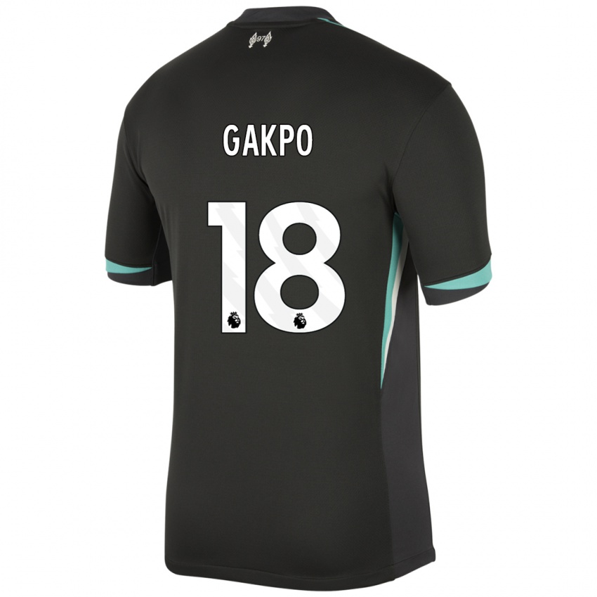 Enfant Maillot Cody Gakpo #18 Noir Anthracite Blanc Tenues Extérieur 2024/25 T-Shirt Suisse