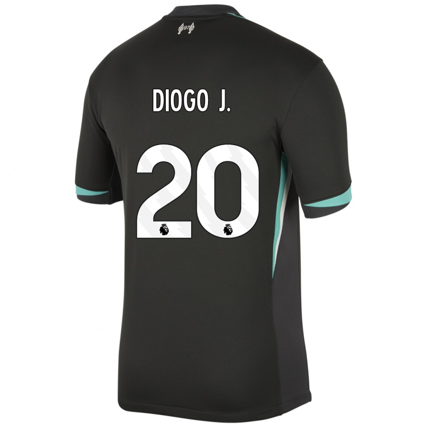 Kinder Diogo Jota #20 Schwarz Anthrazitweiß Auswärtstrikot Trikot 2024/25 T-Shirt Schweiz