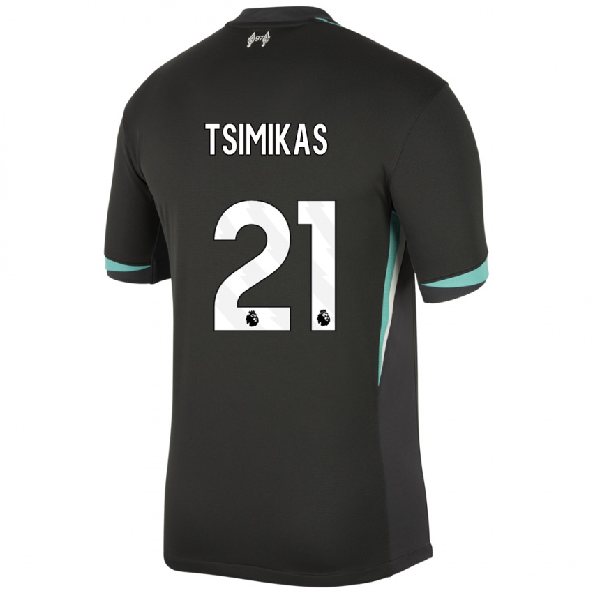 Enfant Maillot Konstantinos Tsimikas #21 Noir Anthracite Blanc Tenues Extérieur 2024/25 T-Shirt Suisse