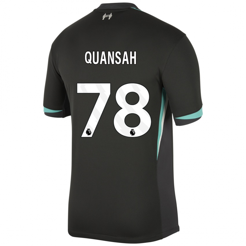 Kinder Jarell Quansah #78 Schwarz Anthrazitweiß Auswärtstrikot Trikot 2024/25 T-Shirt Schweiz