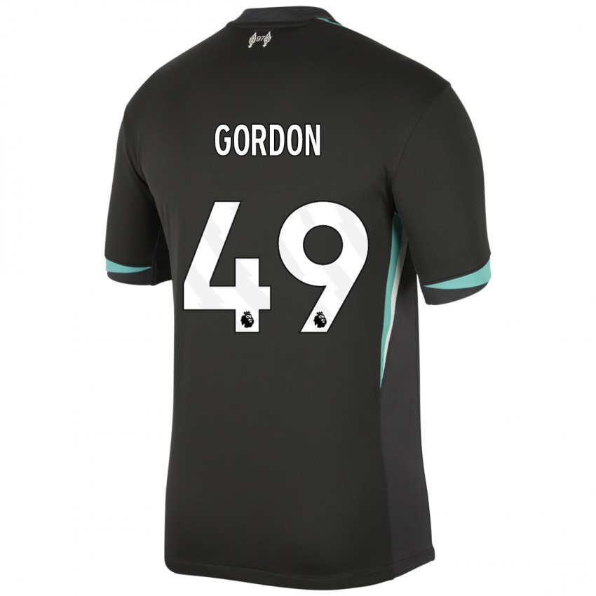 Enfant Maillot Kaide Gordon #49 Noir Anthracite Blanc Tenues Extérieur 2024/25 T-Shirt Suisse