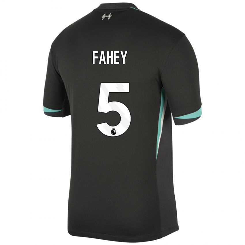 Kinder Niamh Fahey #5 Schwarz Anthrazitweiß Auswärtstrikot Trikot 2024/25 T-Shirt Schweiz