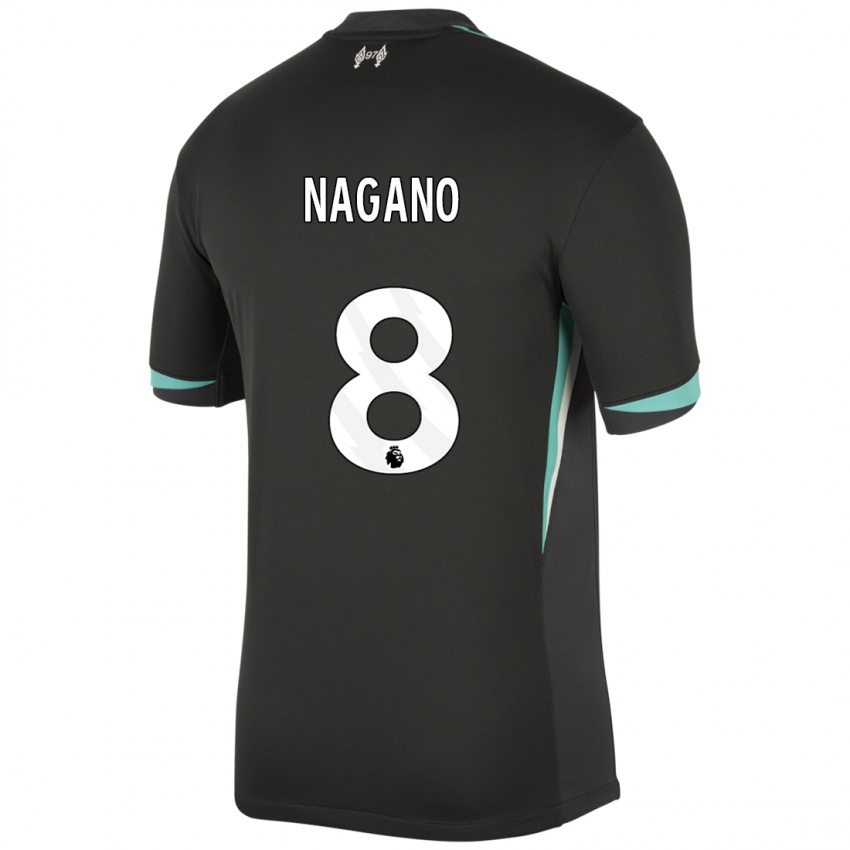 Enfant Maillot Fūka Nagano #8 Noir Anthracite Blanc Tenues Extérieur 2024/25 T-Shirt Suisse