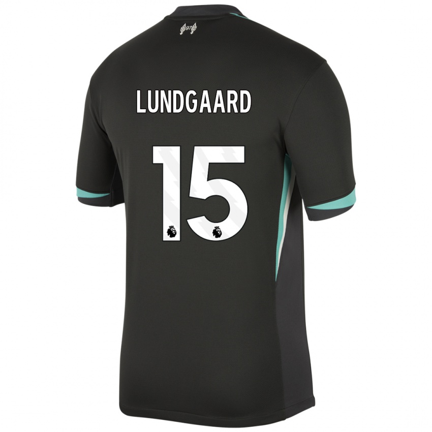 Kinder Sofie Lundgaard #15 Schwarz Anthrazitweiß Auswärtstrikot Trikot 2024/25 T-Shirt Schweiz