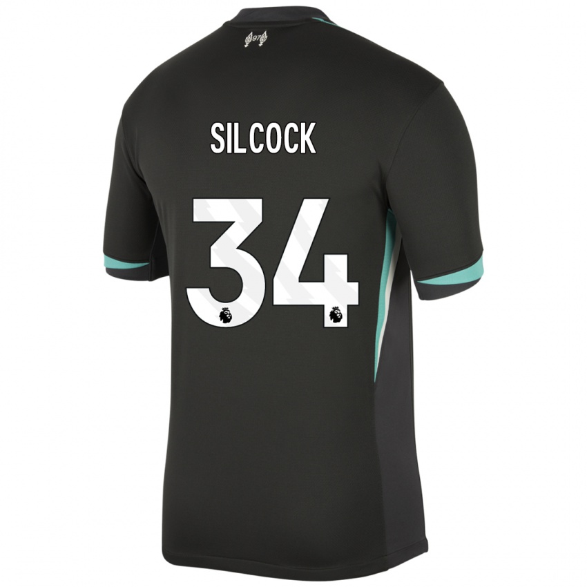 Kinder Hannah Silcock #34 Schwarz Anthrazitweiß Auswärtstrikot Trikot 2024/25 T-Shirt Schweiz