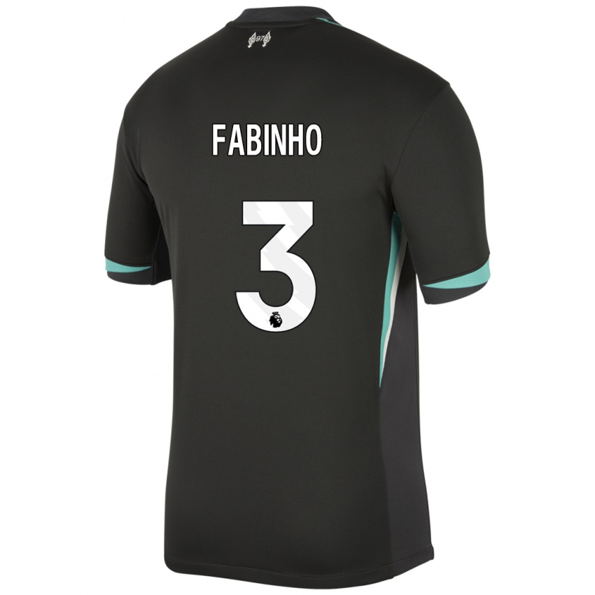 Enfant Maillot Fabinho #3 Noir Anthracite Blanc Tenues Extérieur 2024/25 T-Shirt Suisse