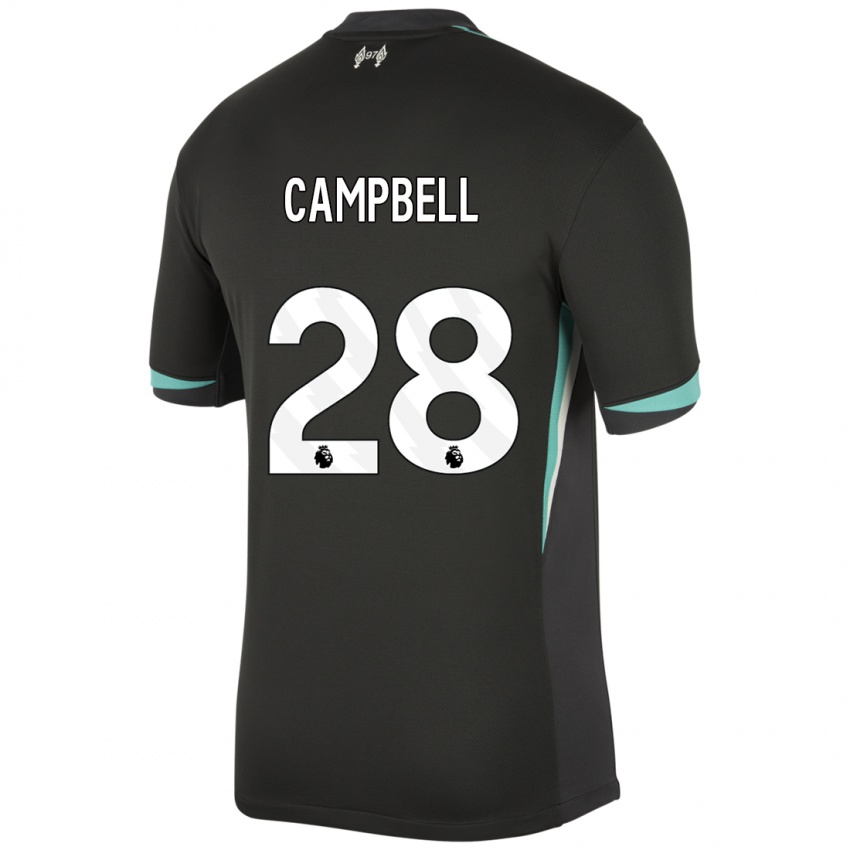 Kinder Megan Campbell #28 Schwarz Anthrazitweiß Auswärtstrikot Trikot 2024/25 T-Shirt Schweiz