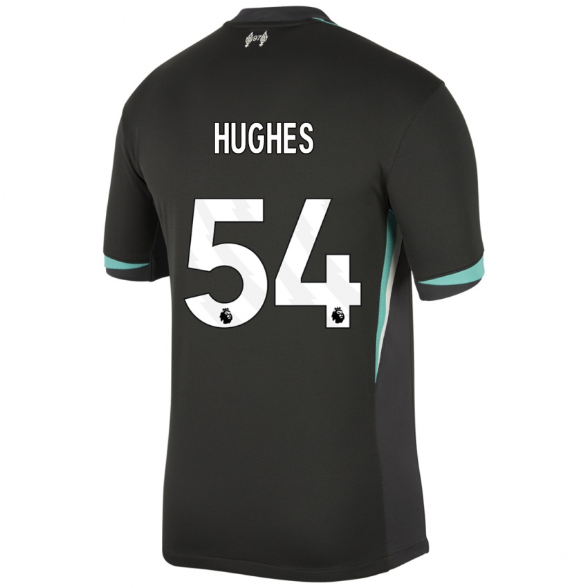 Kinder Liam Hughes #54 Schwarz Anthrazitweiß Auswärtstrikot Trikot 2024/25 T-Shirt Schweiz