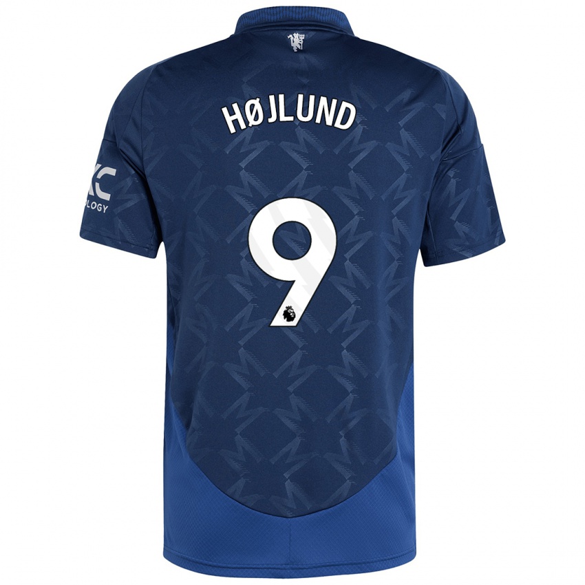 Kinder Rasmus Højlund #9 Indigo Auswärtstrikot Trikot 2024/25 T-Shirt Schweiz