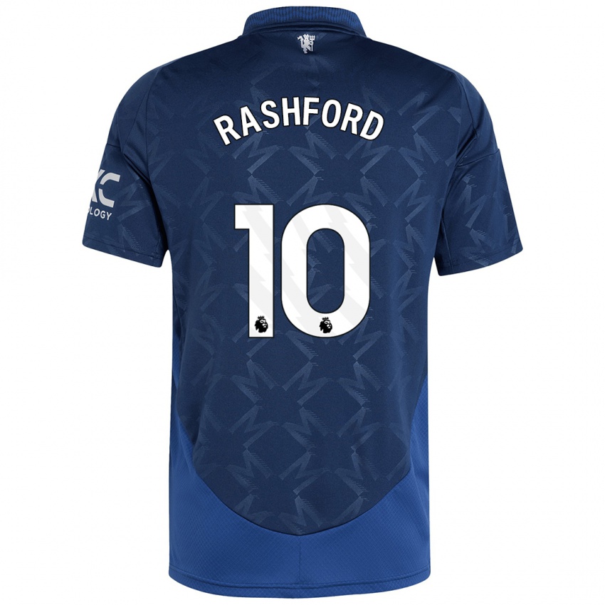 Kinder Marcus Rashford #10 Indigo Auswärtstrikot Trikot 2024/25 T-Shirt Schweiz