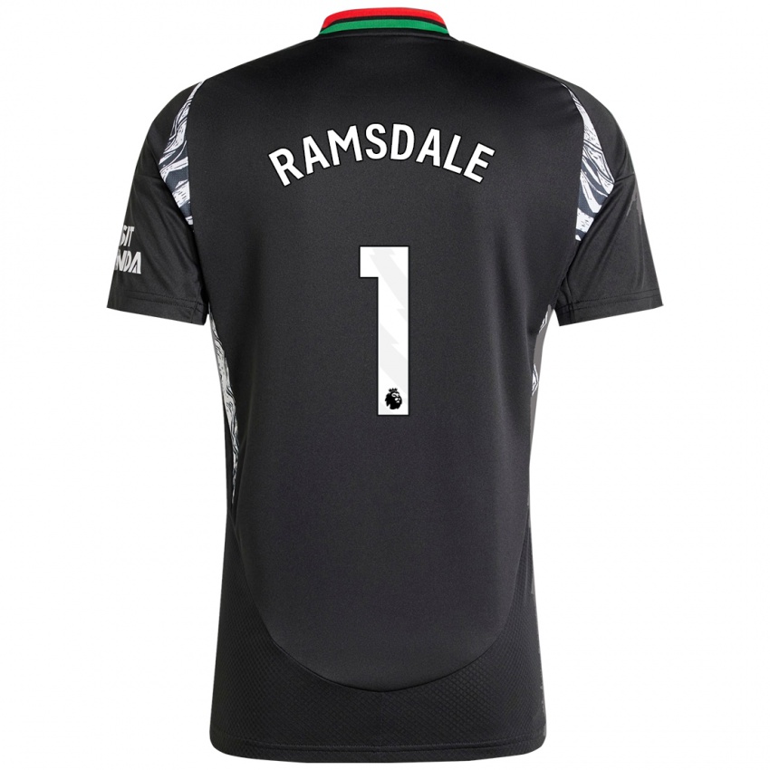 Enfant Maillot Aaron Ramsdale #1 Noir Tenues Extérieur 2024/25 T-Shirt Suisse