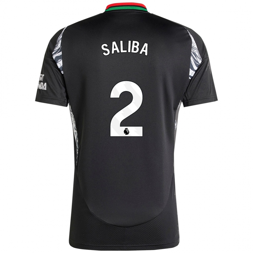 Enfant Maillot William Saliba #2 Noir Tenues Extérieur 2024/25 T-Shirt Suisse