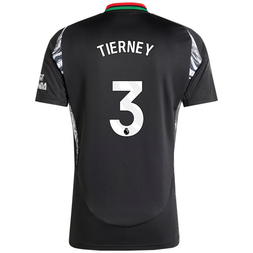 Enfant Maillot Kieran Tierney #3 Noir Tenues Extérieur 2024/25 T-Shirt Suisse