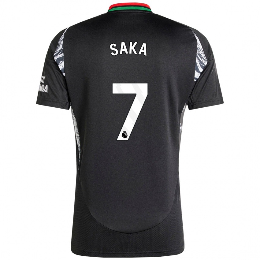 Enfant Maillot Bukayo Saka #7 Noir Tenues Extérieur 2024/25 T-Shirt Suisse