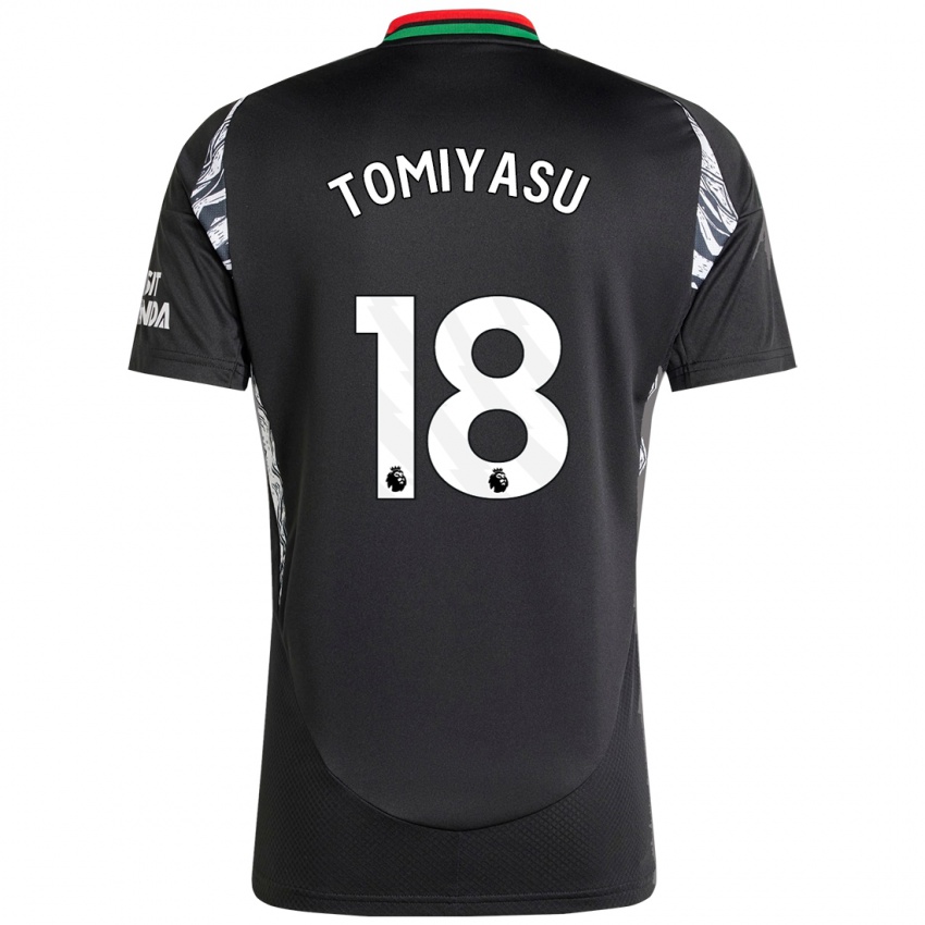 Enfant Maillot Takehiro Tomiyasu #18 Noir Tenues Extérieur 2024/25 T-Shirt Suisse