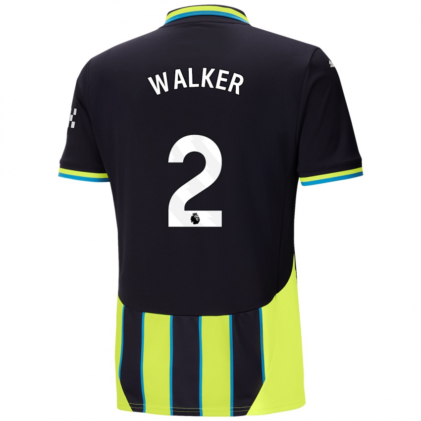 Kinder Kyle Walker #2 Blaugelb Auswärtstrikot Trikot 2024/25 T-Shirt Schweiz