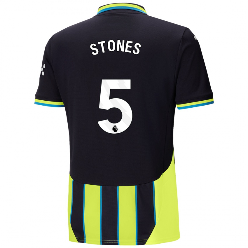 Kinder John Stones #5 Blaugelb Auswärtstrikot Trikot 2024/25 T-Shirt Schweiz