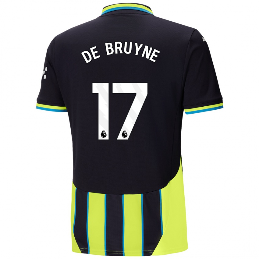 Kinder Kevin De Bruyne #17 Blaugelb Auswärtstrikot Trikot 2024/25 T-Shirt Schweiz