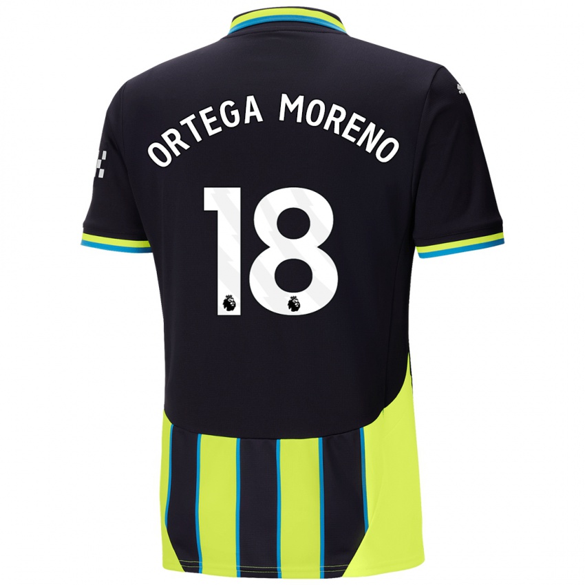 Kinder Stefan Ortega Moreno #18 Blaugelb Auswärtstrikot Trikot 2024/25 T-Shirt Schweiz