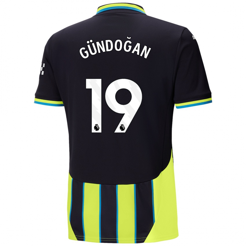 Kinder Ilkay Gundogan #19 Blaugelb Auswärtstrikot Trikot 2024/25 T-Shirt Schweiz