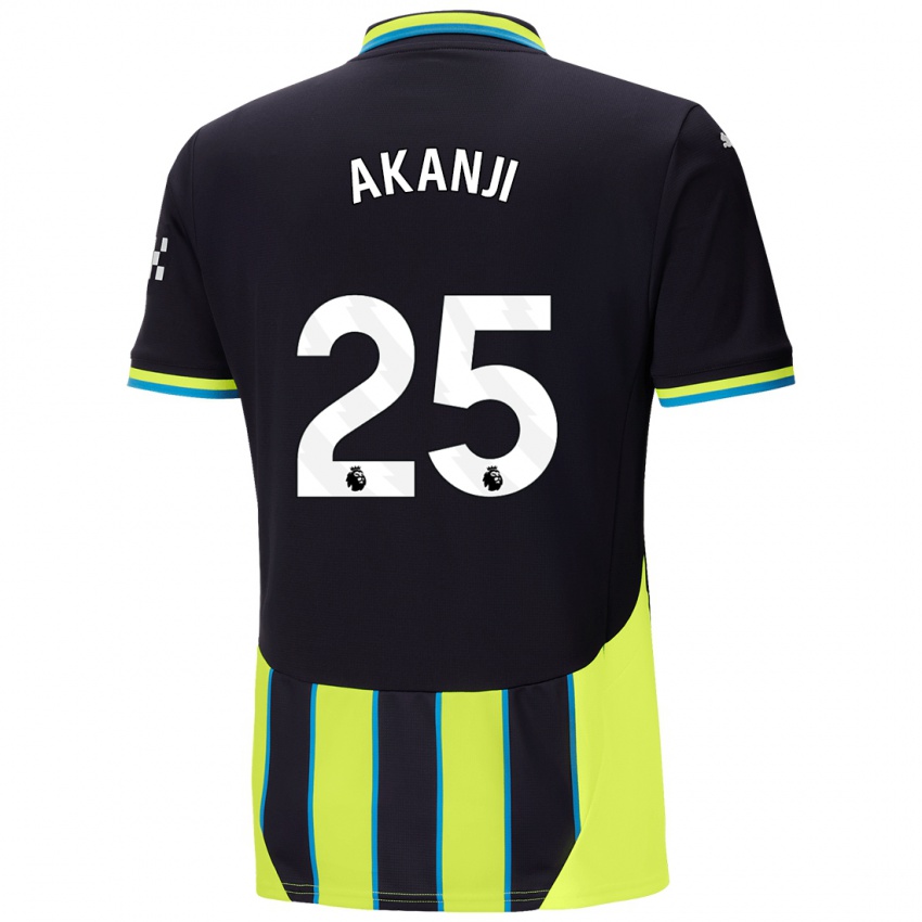 Kinder Manuel Akanji #25 Blaugelb Auswärtstrikot Trikot 2024/25 T-Shirt Schweiz