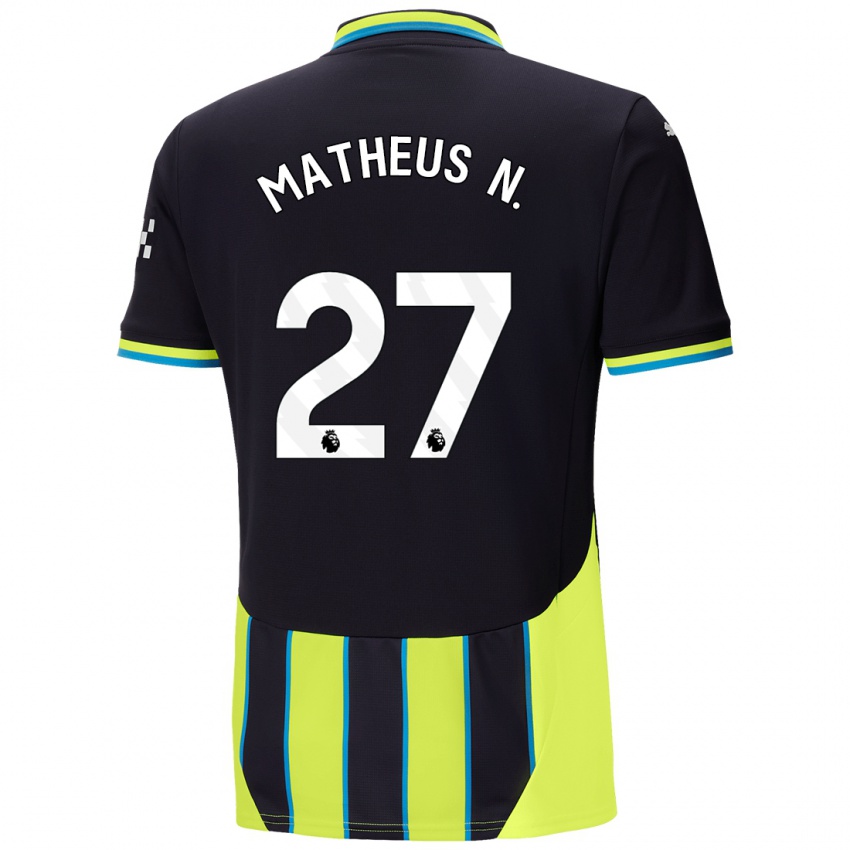 Kinder Matheus Nunes #27 Blaugelb Auswärtstrikot Trikot 2024/25 T-Shirt Schweiz