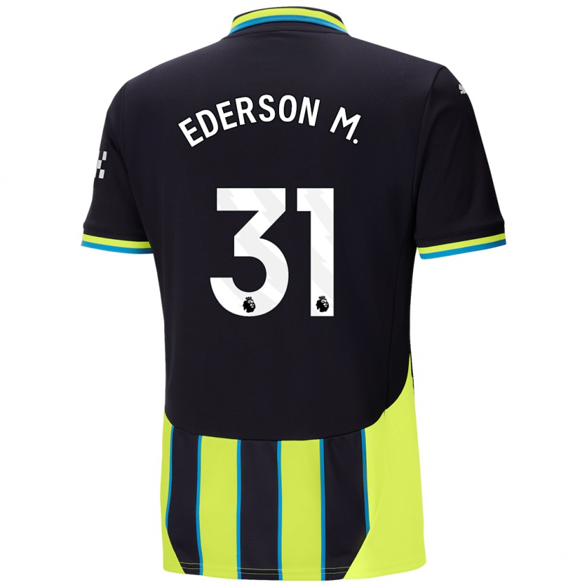 Kinder Ederson Moraes #31 Blaugelb Auswärtstrikot Trikot 2024/25 T-Shirt Schweiz