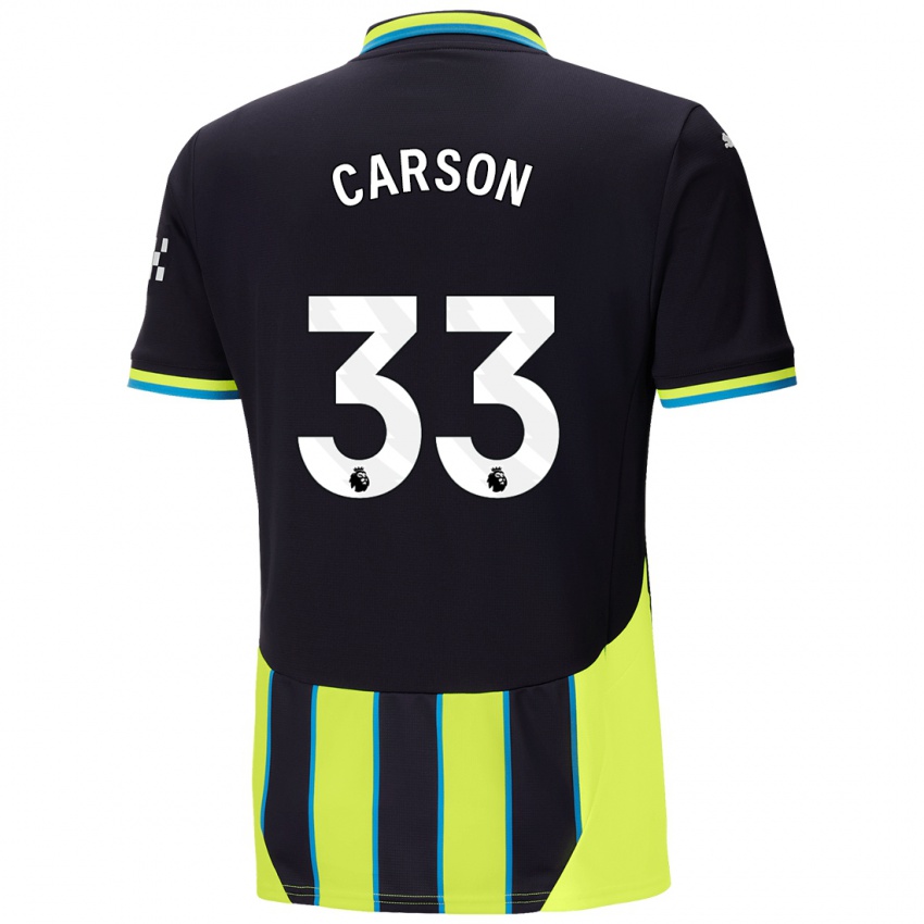 Kinder Scott Carson #33 Blaugelb Auswärtstrikot Trikot 2024/25 T-Shirt Schweiz