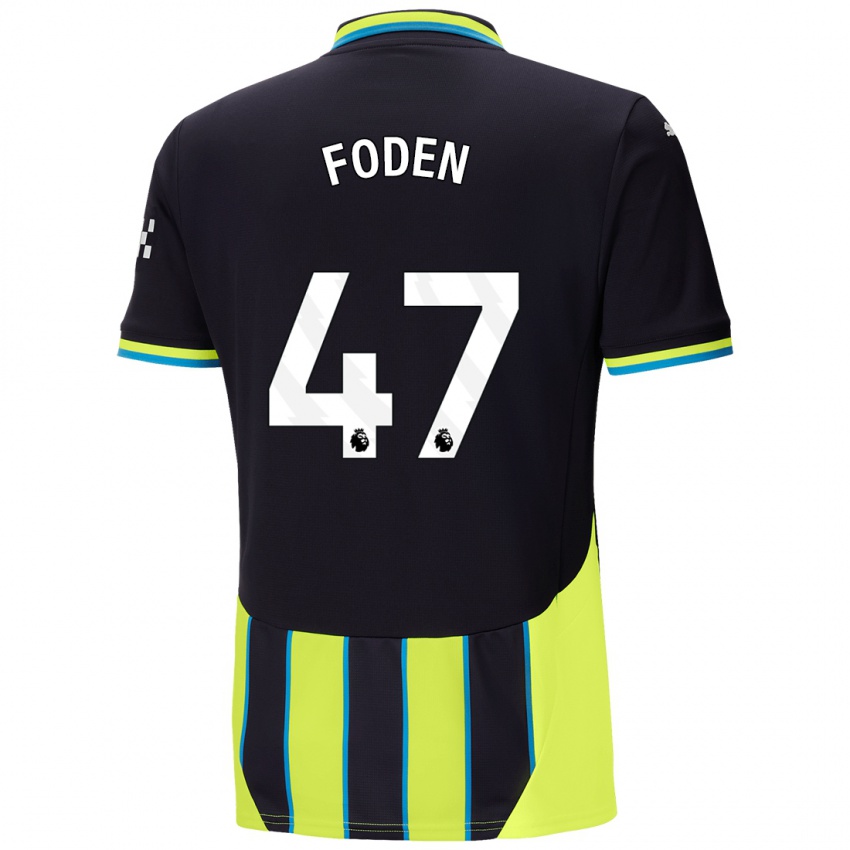 Kinder Phil Foden #47 Blaugelb Auswärtstrikot Trikot 2024/25 T-Shirt Schweiz