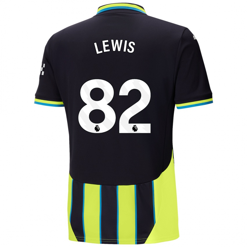 Kinder Rico Lewis #82 Blaugelb Auswärtstrikot Trikot 2024/25 T-Shirt Schweiz