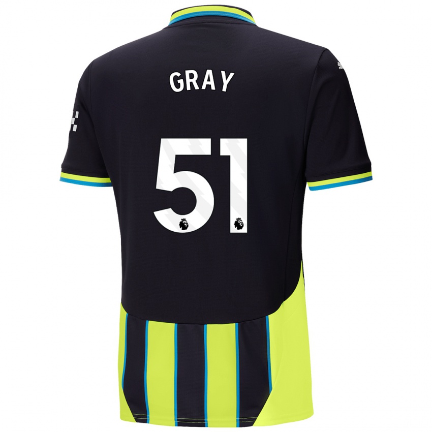 Kinder Charlie Gray #51 Blaugelb Auswärtstrikot Trikot 2024/25 T-Shirt Schweiz