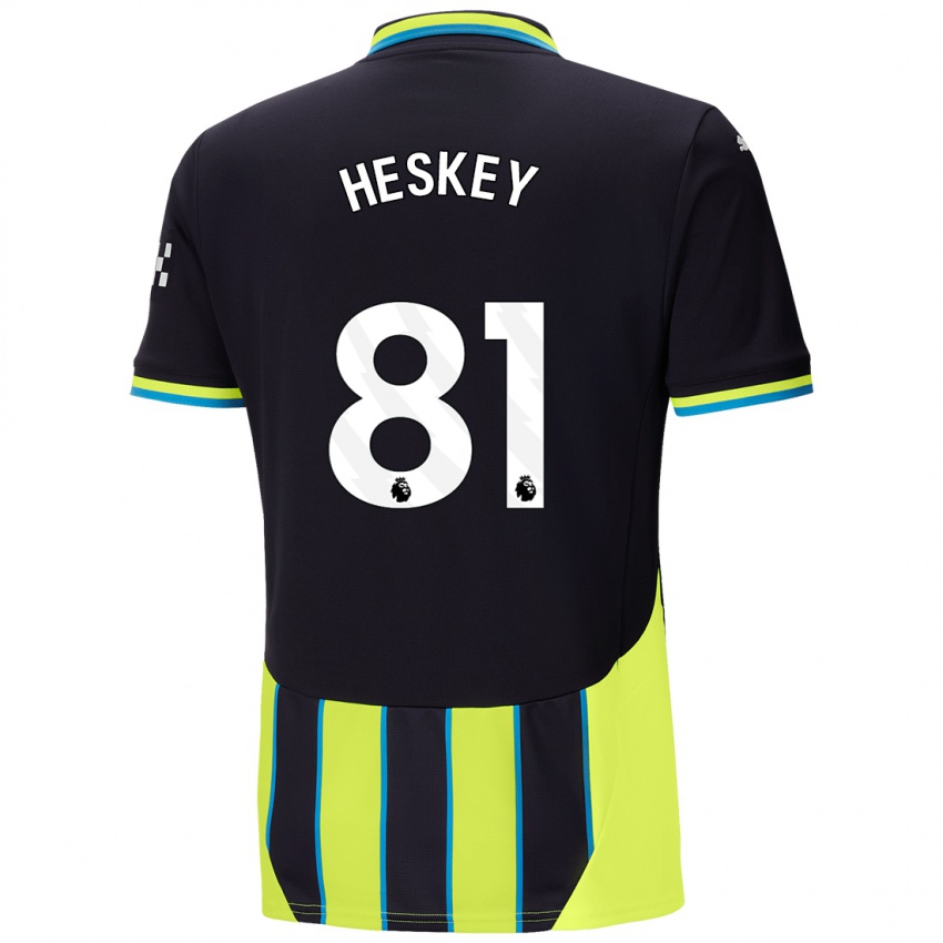 Kinder Jaden Heskey #81 Blaugelb Auswärtstrikot Trikot 2024/25 T-Shirt Schweiz