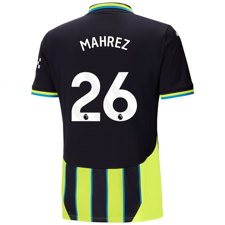 Kinder Riyad Mahrez #26 Blaugelb Auswärtstrikot Trikot 2024/25 T-Shirt Schweiz