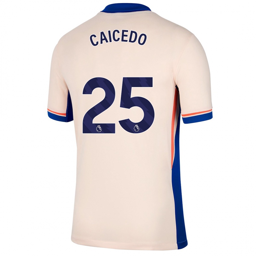 Kinder Moisés Caicedo #25 Hellbeige Auswärtstrikot Trikot 2024/25 T-Shirt Schweiz