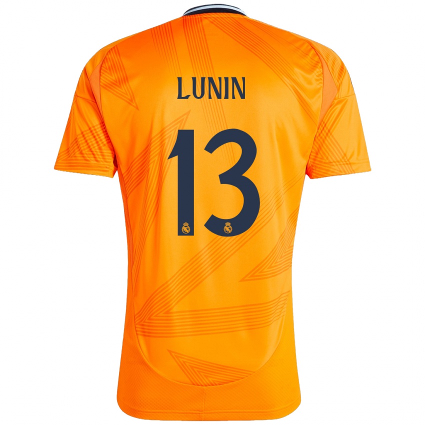 Enfant Maillot Andriy Lunin #13 Orange Tenues Extérieur 2024/25 T-Shirt Suisse