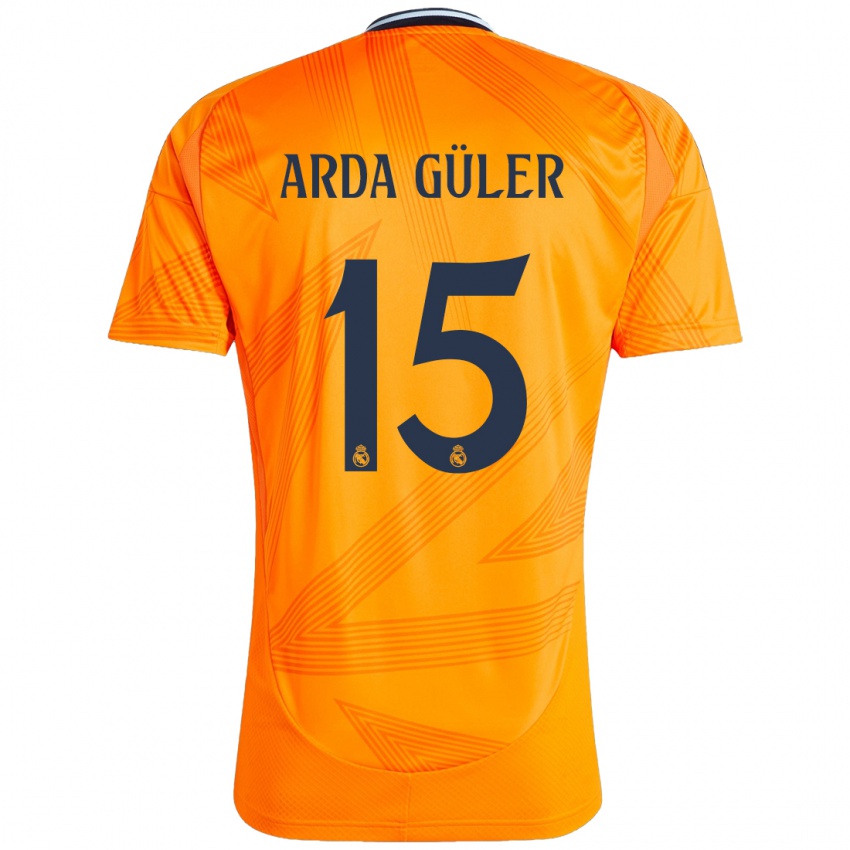 Kinder Arda Güler #15 Orange Auswärtstrikot Trikot 2024/25 T-Shirt Schweiz