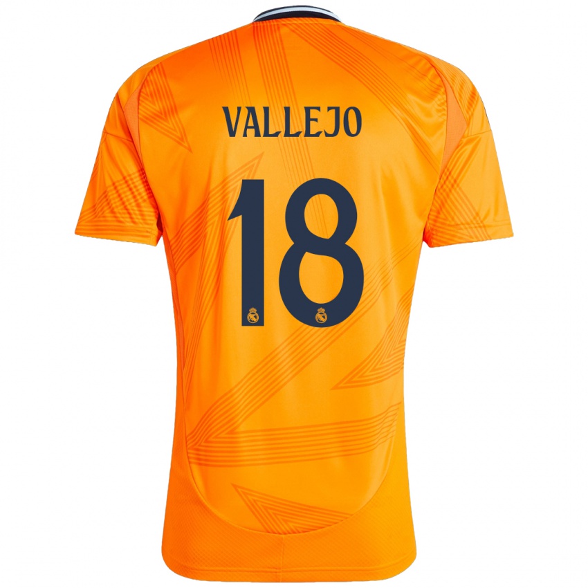 Kinder Jesus Vallejo #18 Orange Auswärtstrikot Trikot 2024/25 T-Shirt Schweiz