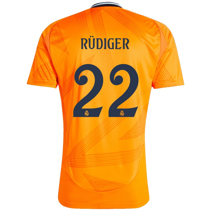 Kinder Antonio Rüdiger #22 Orange Auswärtstrikot Trikot 2024/25 T-Shirt Schweiz