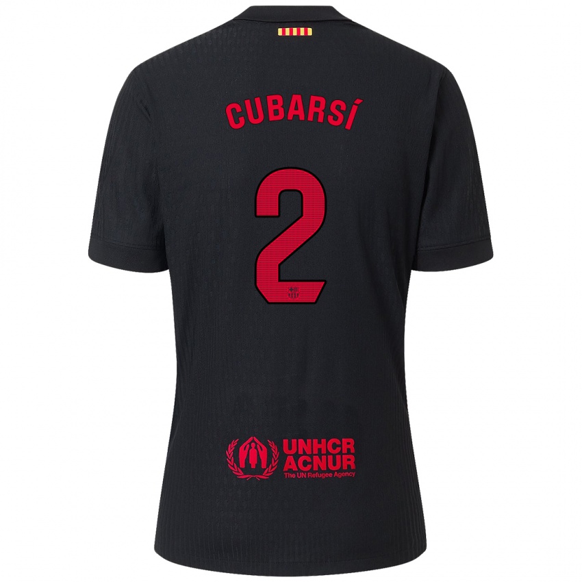 Kinder Pau Cubarsí #2 Schwarz Rot Auswärtstrikot Trikot 2024/25 T-Shirt Schweiz