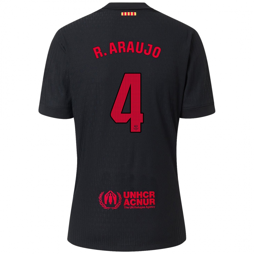 Kinder Ronald Araujo #4 Schwarz Rot Auswärtstrikot Trikot 2024/25 T-Shirt Schweiz