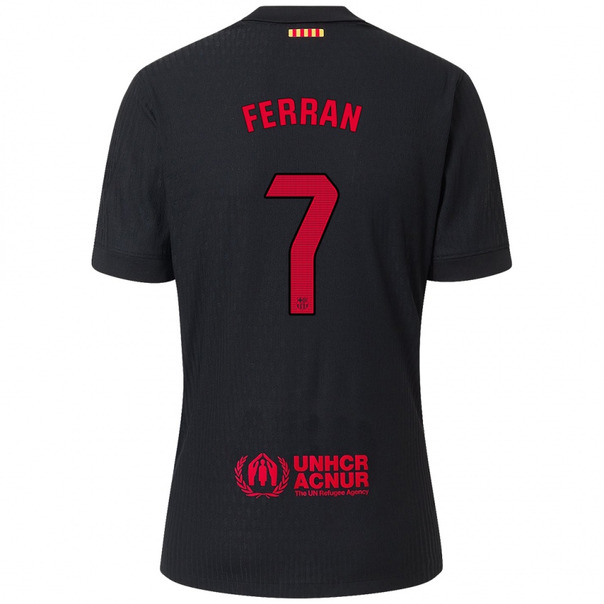 Enfant Maillot Ferran Torres #7 Noir Rouge Tenues Extérieur 2024/25 T-Shirt Suisse