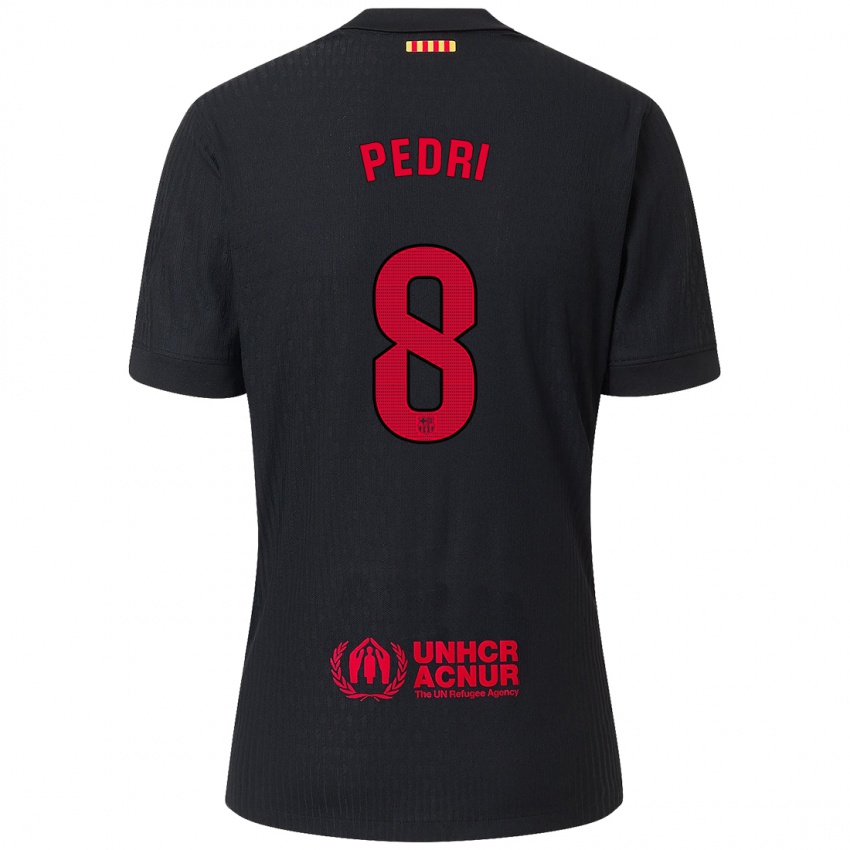 Kinder Pedri #8 Schwarz Rot Auswärtstrikot Trikot 2024/25 T-Shirt Schweiz