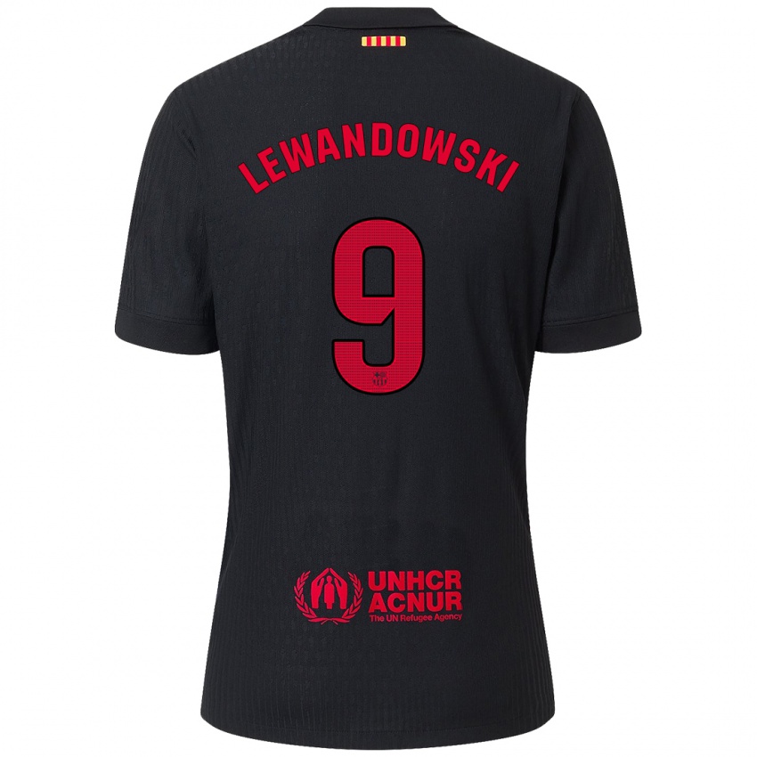 Kinder Robert Lewandowski #9 Schwarz Rot Auswärtstrikot Trikot 2024/25 T-Shirt Schweiz