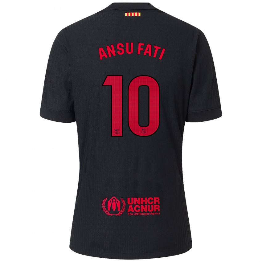 Enfant Maillot Ansu Fati #10 Noir Rouge Tenues Extérieur 2024/25 T-Shirt Suisse