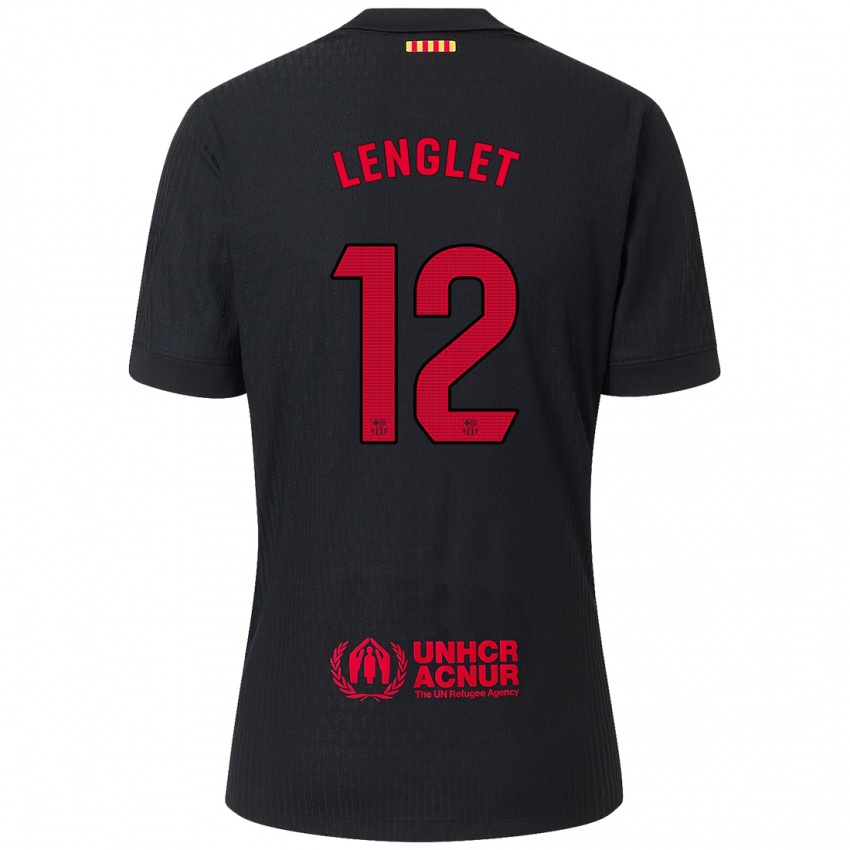 Enfant Maillot Clement Lenglet #12 Noir Rouge Tenues Extérieur 2024/25 T-Shirt Suisse