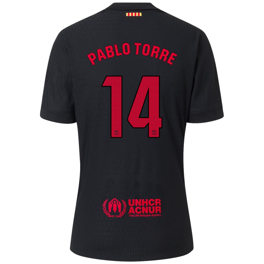 Enfant Maillot Pablo Torre #14 Noir Rouge Tenues Extérieur 2024/25 T-Shirt Suisse