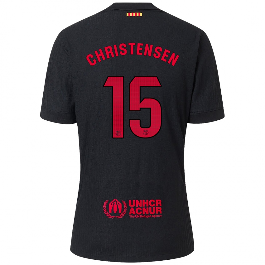 Enfant Maillot Andreas Christensen #15 Noir Rouge Tenues Extérieur 2024/25 T-Shirt Suisse