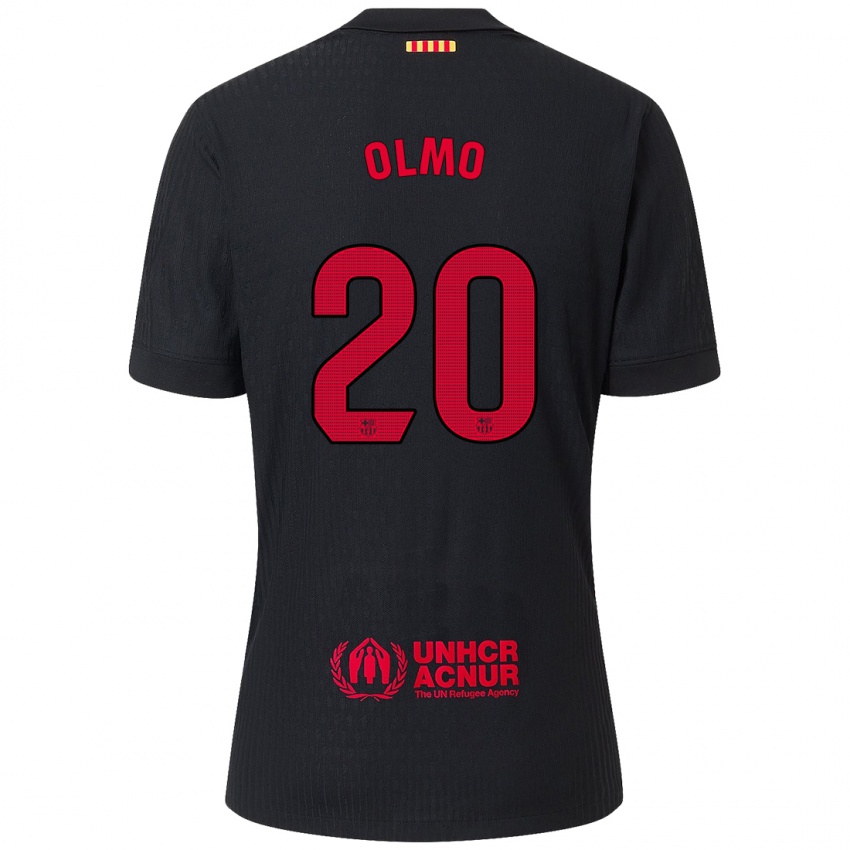 Enfant Maillot Dani Olmo #20 Noir Rouge Tenues Extérieur 2024/25 T-Shirt Suisse